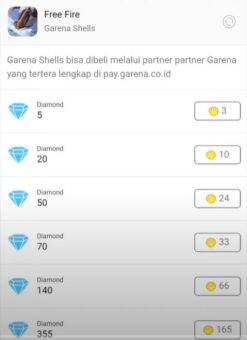 Cara menukar Garena Shell Menjadi Diamond Free Fire