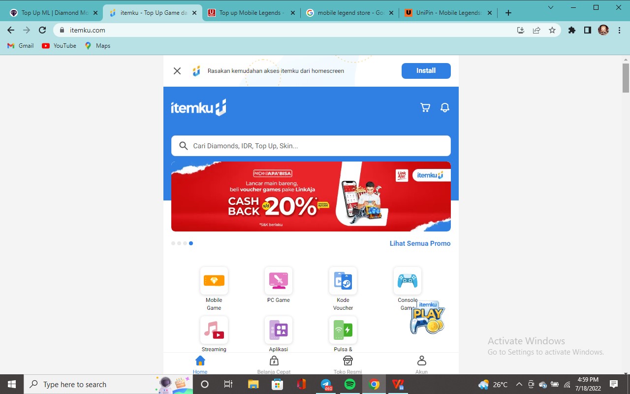 Situs top up diamond Mobile Legend murah