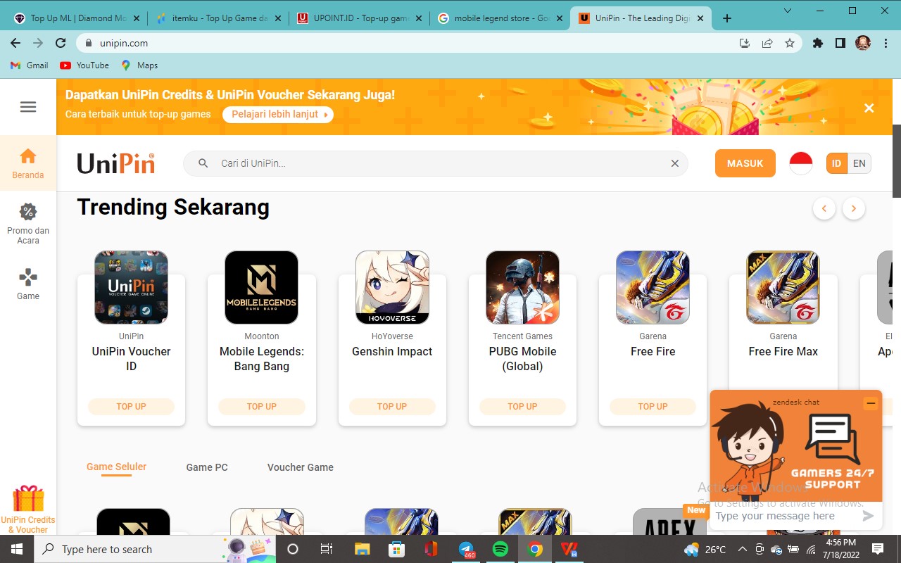 diamond Mobile Legend lewat UniPin