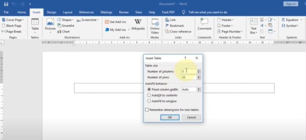 Cara untuk Membuat Tabel Secara Otomatis dengan Klik di Microsoft Word