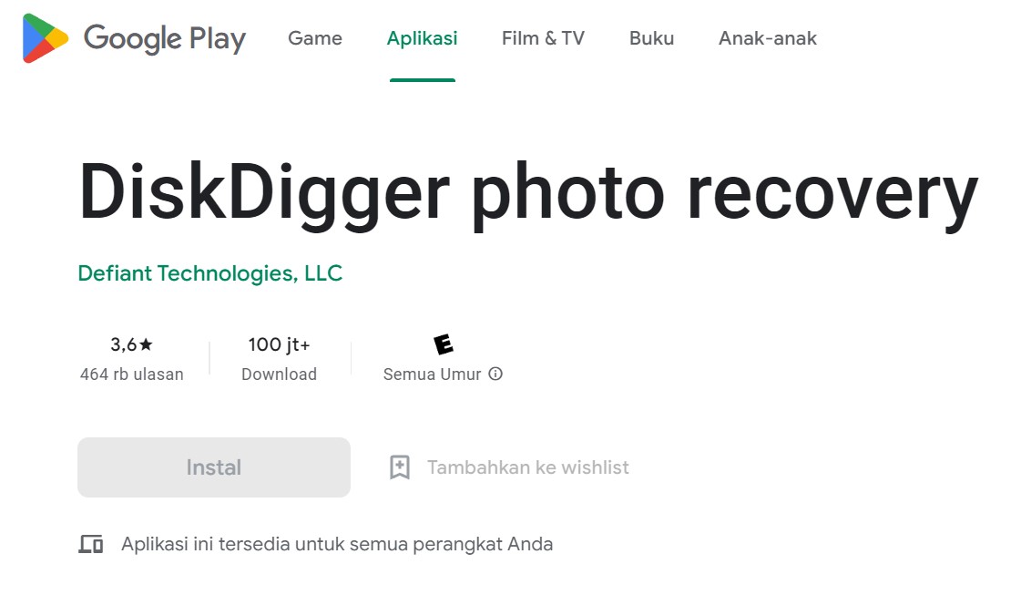 Aplikasi DiskDigger Photo Recovery