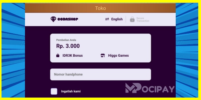 Cara Top Up Higgs Domino 3000 Pulsa Indosat Via Codashop