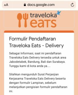 Formulir Pendaftara Traveloka Eats