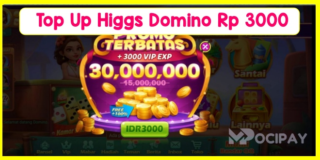 Top Up Higgs Domino 3000 Pulsa Telkomsel, Tri, Axis, DANA