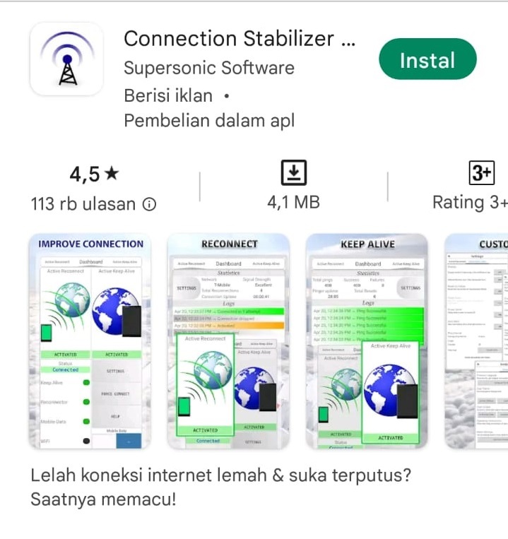 Aplikasi Connection Stabilizer Booster