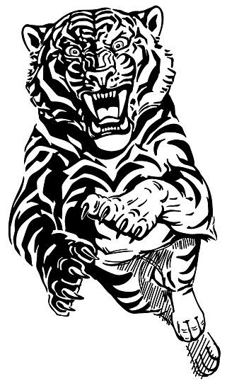 Gambar Macan Putih Marah dalam bentuk ilustrasi 