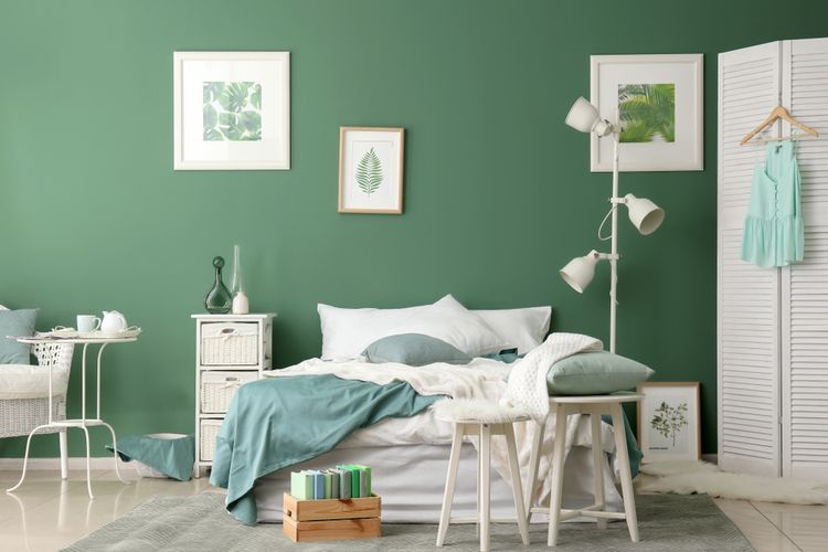 Warna cat kamar tidur hijau soft aesthetic