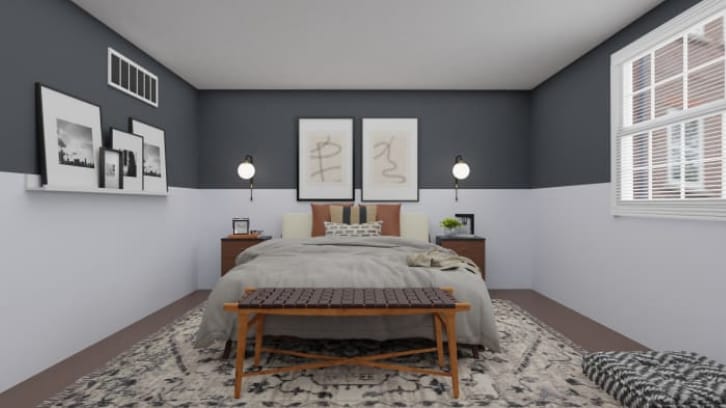 Kamar Tidur dengan Kombinasi Warna Putih-Dark Gray Aesthetic