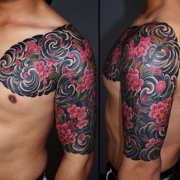 Desain tato yakuza bunga sakura