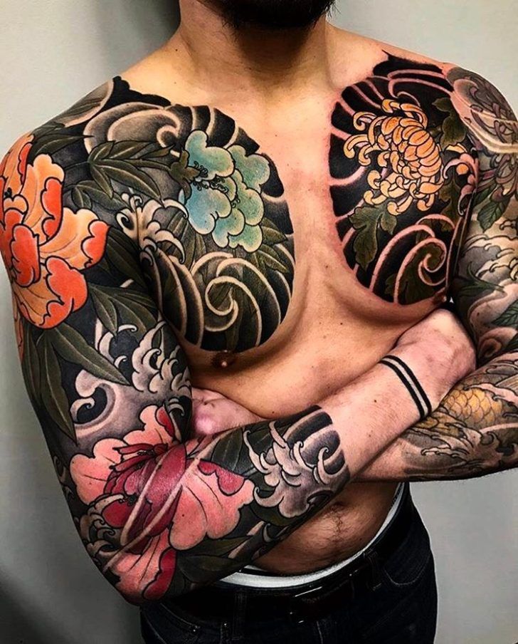 tato yakuza motif bunga chrysanthemum