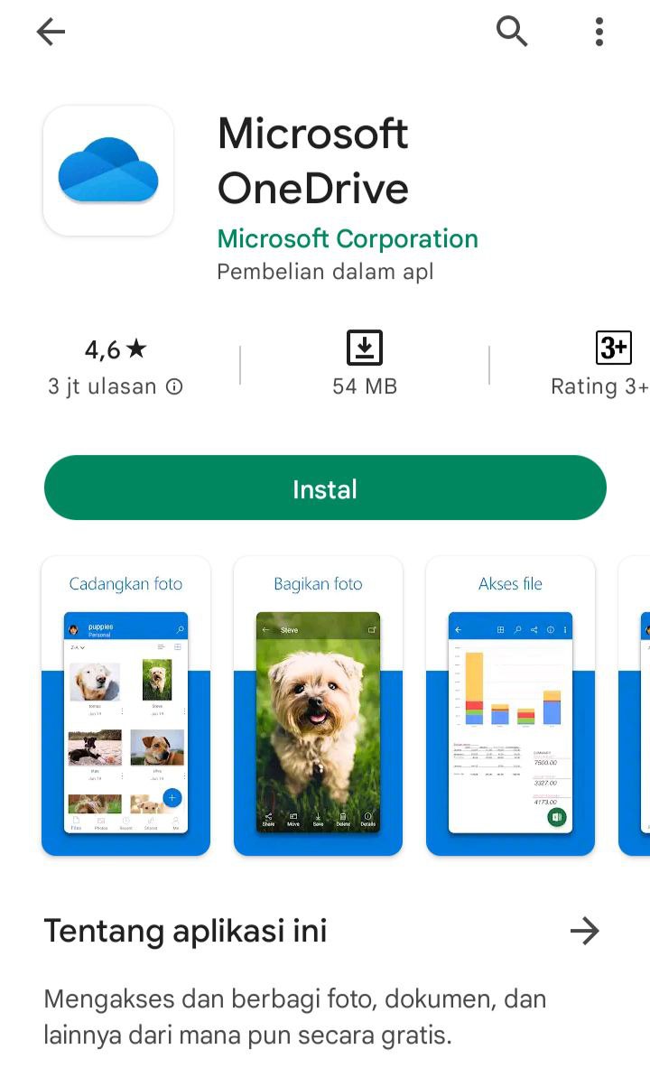 Aplikasi Penyimpanan Data Online Microsoft OneDrive