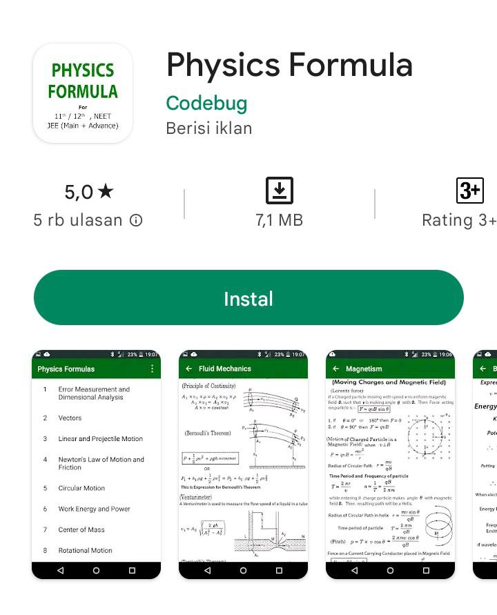 Physics Formula/ Aplikasi yang bisa menjawab soal Fisika