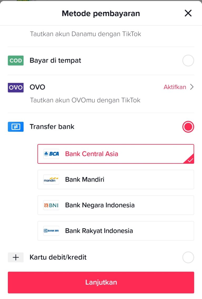 TikTok Shop tips pembayaran BCA