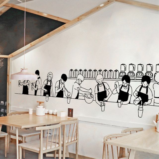 Lukisan cafe hitam putih simple