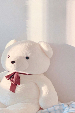wallpaper boneka beruang putih aesthetic