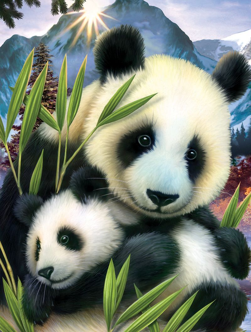 wallpaper keluarga boneka panda lucu