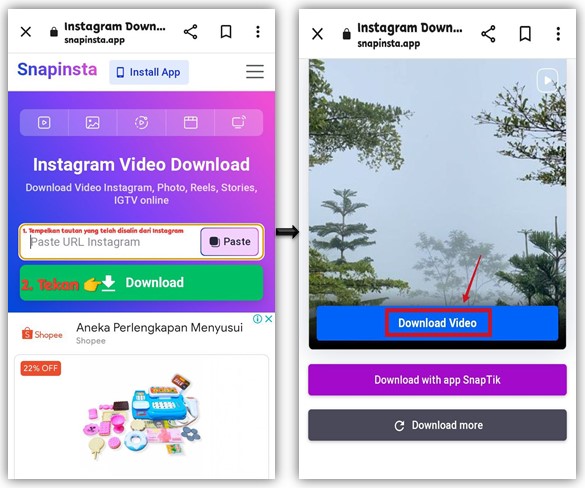 Cara download video di Instagram tanpa aplikasi ke galeri