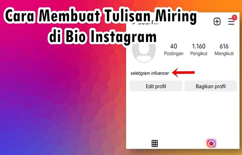 Cara membuat tulisan miring di bio instagram