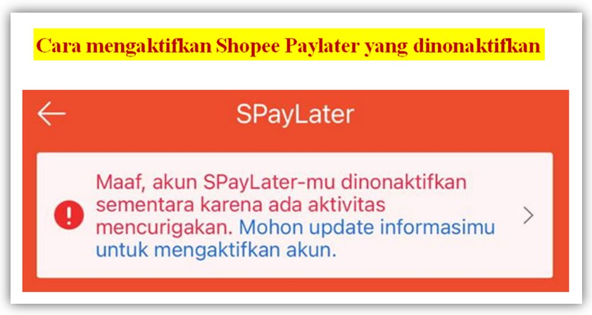Cara mengaktifkan Shopee Paylater yang dinonaktifkan