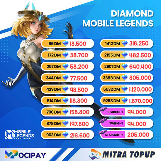 Harga Diamond Mobile Legends Mocipay