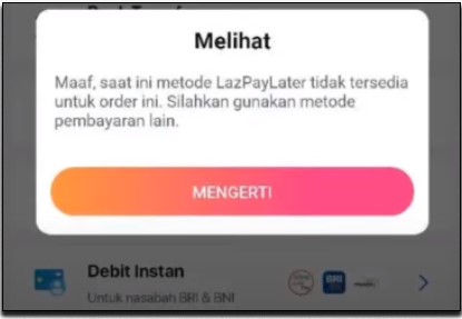 Solusi Masalah Lazada Paylater Tidak Tersedia Untuk Order Ini