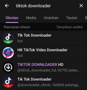 Download Video TikTok tanpa watermark di Telegram