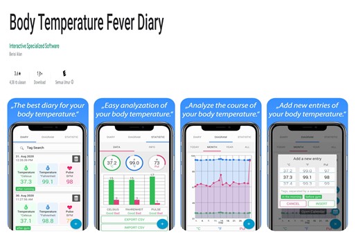 aplikasi pengukur suhu tubuh body temperature diary
