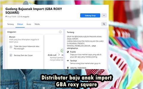 distributor baju anak import GBA roxy square