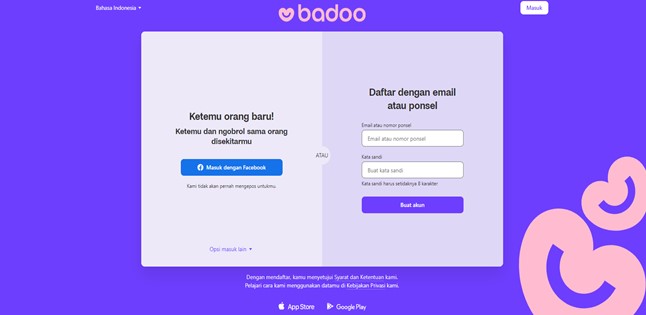 halaman website badoo
