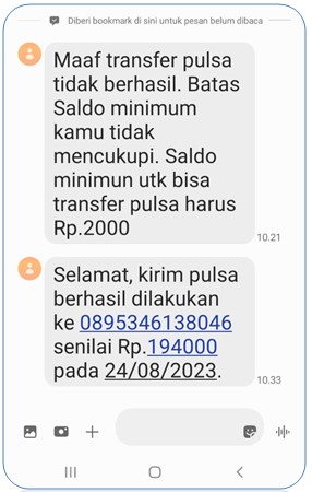 Transfer pulsa Tri ke Telkomsel Lewat SMS
