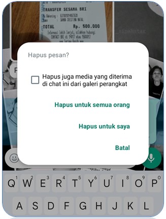 Dua Jenis Menghapus Chat di Whatsapp