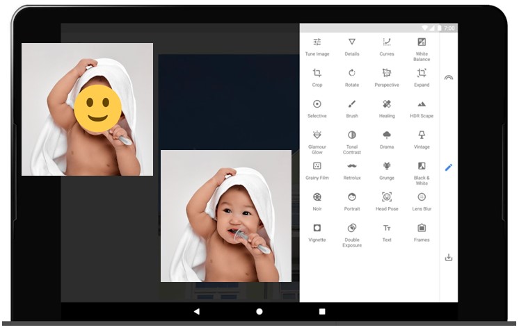 cara menghilangkan stiker di foto melalui aplikasi Snapseed