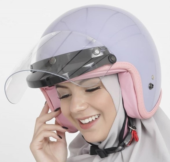 Rekomendasi Helm Untuk Wanita Berhijab - Helm Retro sada rosa