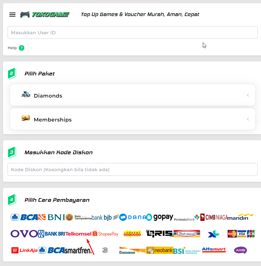 Cara Top Up Membership Mingguan FF Pakai Pulsa