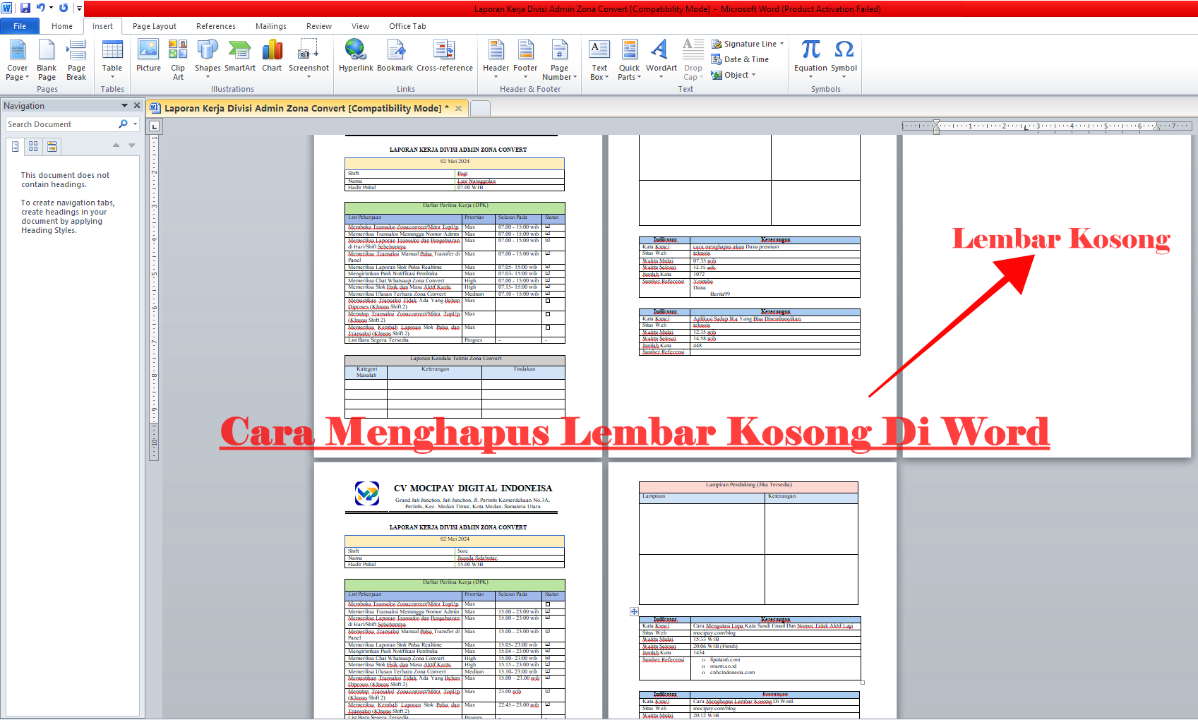 Cara Menghapus Lembar Kosong Di Word Dengan Mudah dan Cepat