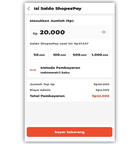 Cara top up ShopeePay di Indomaret