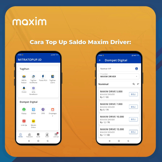 Aplikasi Top Up Saldo Maxim Driver Minimal 10 Ribu