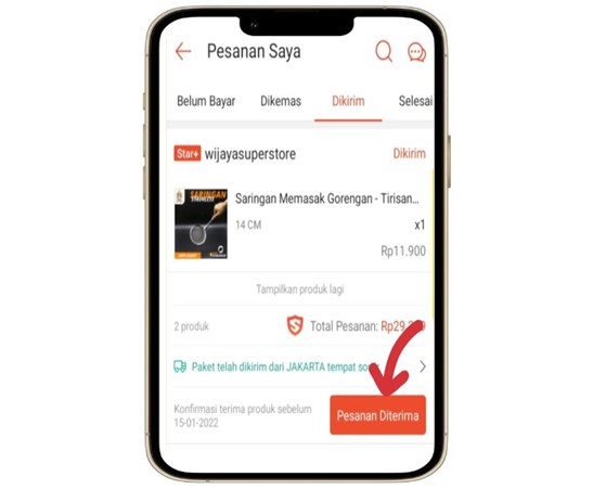 Arti Pesanan diterima di Shopee