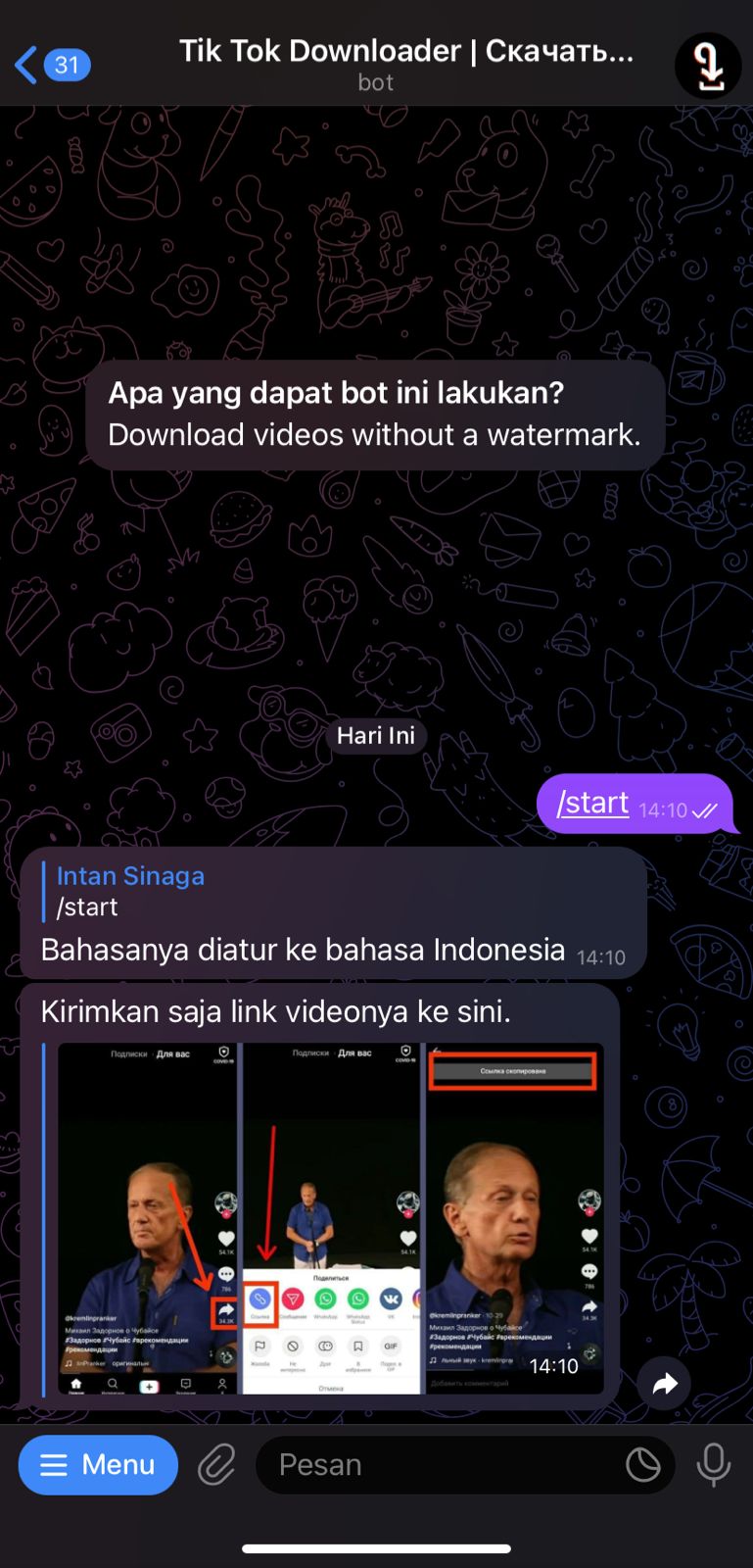 Cara Menyimpan Video Tiktok Tanpa Watermark Di Telegram