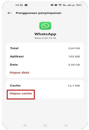 Bersihkan Cache Whatsapp